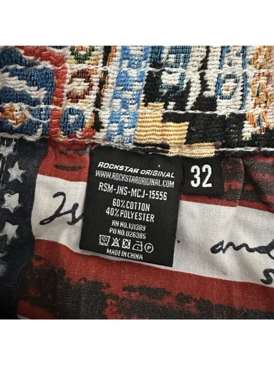 Rockstar Original Men’s Size 32 Boho Patchwork Pants Flare Leg Orange Tribal - Picture 6 of 11